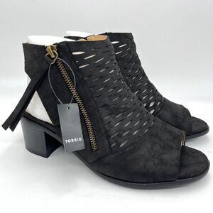 New Torrid Black Perforated Back Strap Heel Bootie - Size 8